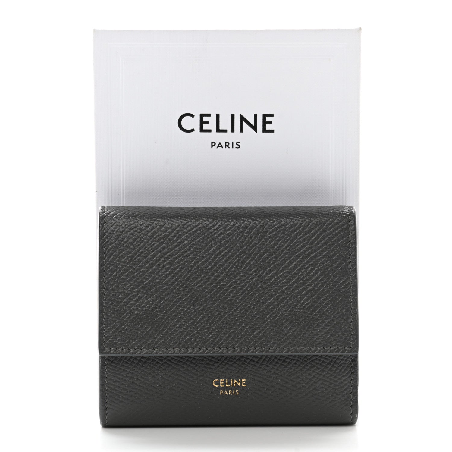 Celine Grained Calfskin Small Tri-Fold Wallet Grey 15 of 15
