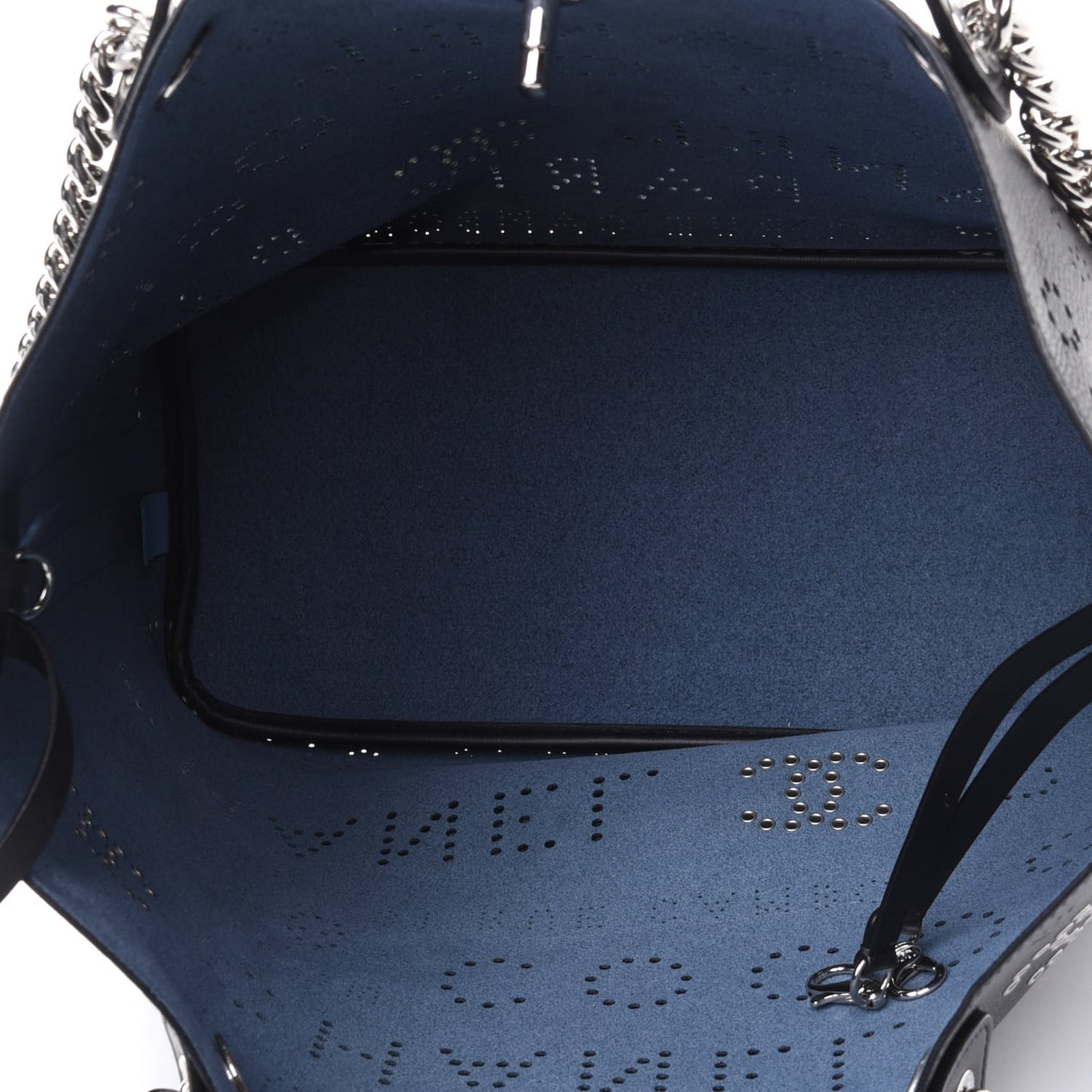 Calfskin Tweed Small Logo Eyelets Shopping Tote Black