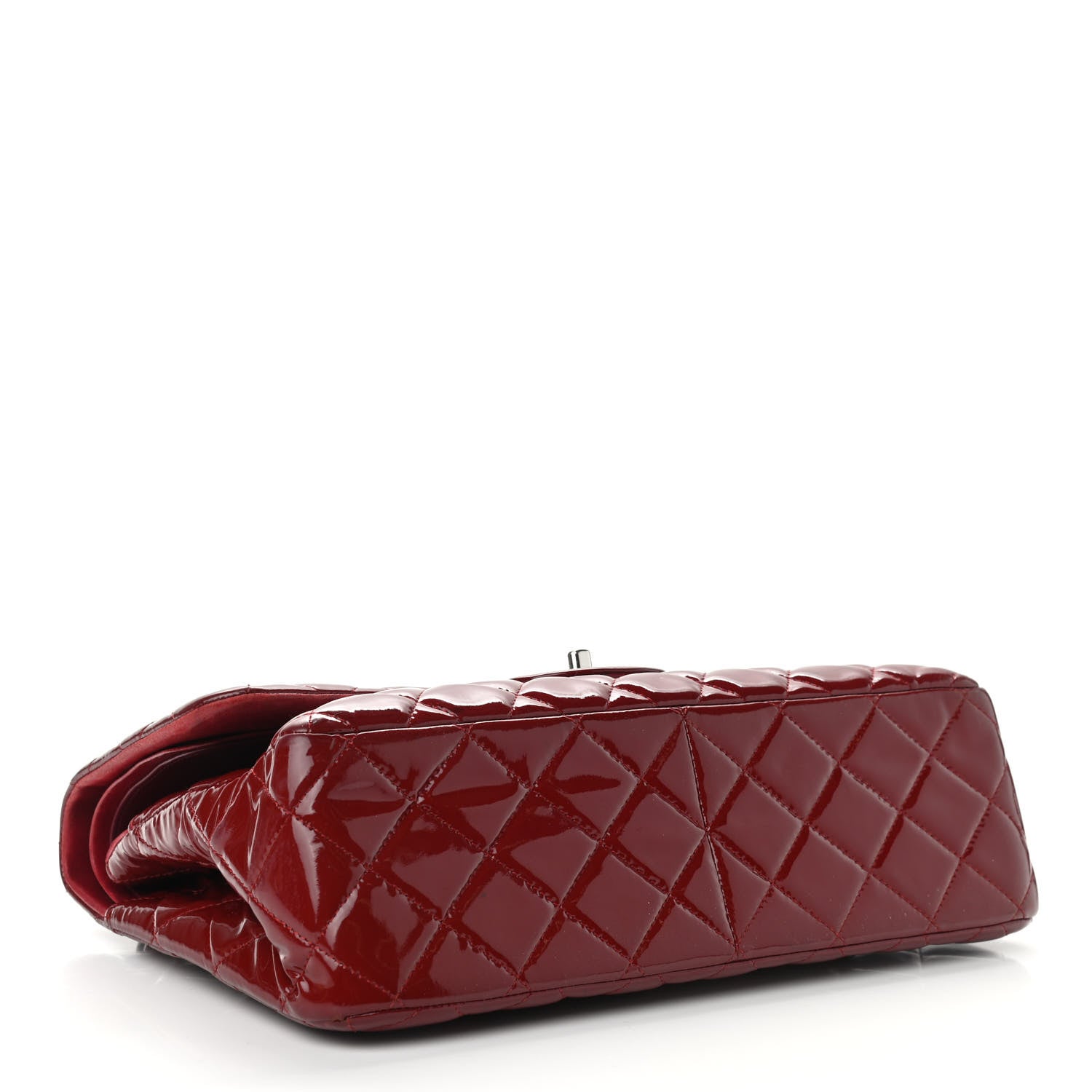 Chanel Patent Quilted Jumbo Double Flap Dark Red 3 of 13