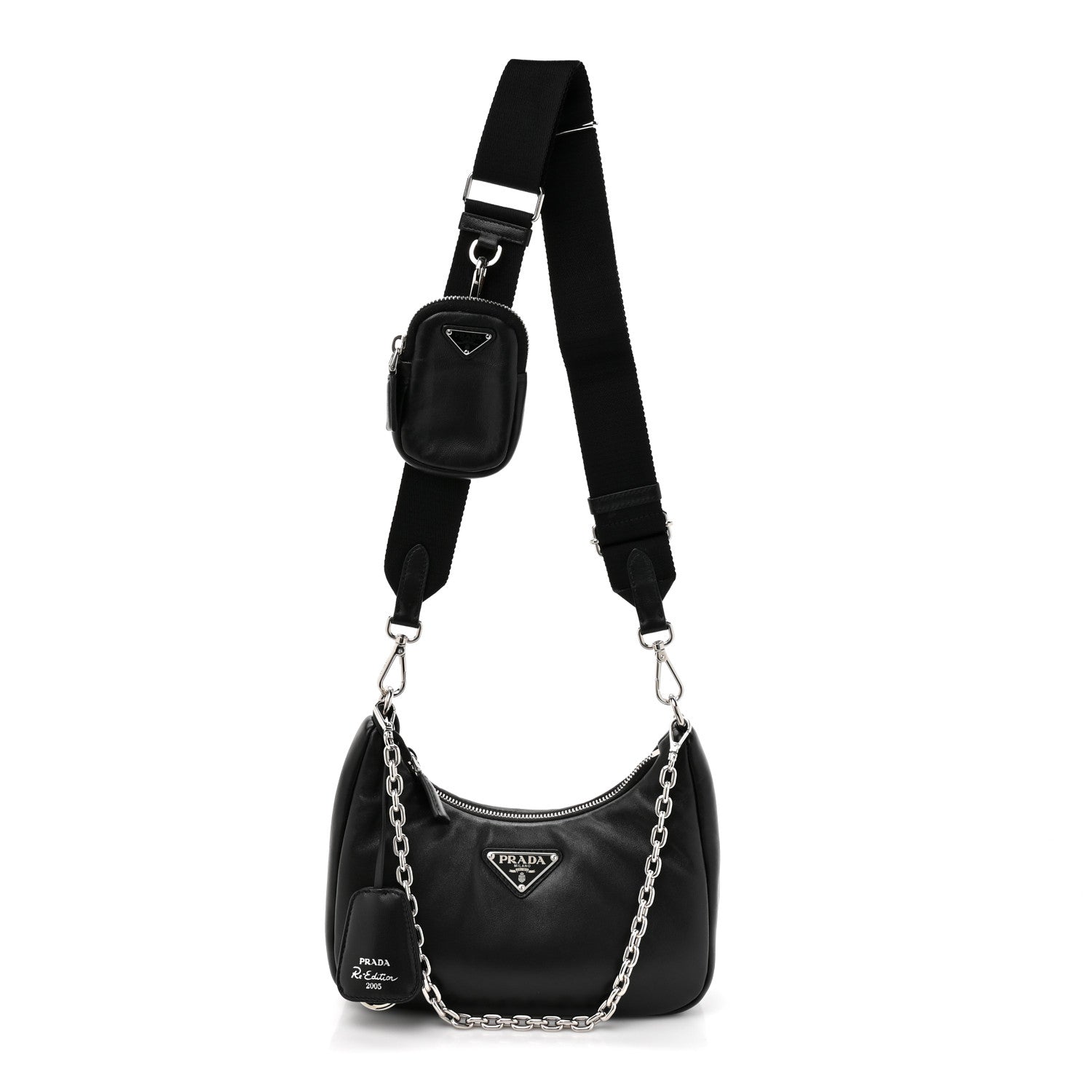 Prada Nappa Soft Padded Re-Edition 2005 Shoulder Bag Black 1 of 11