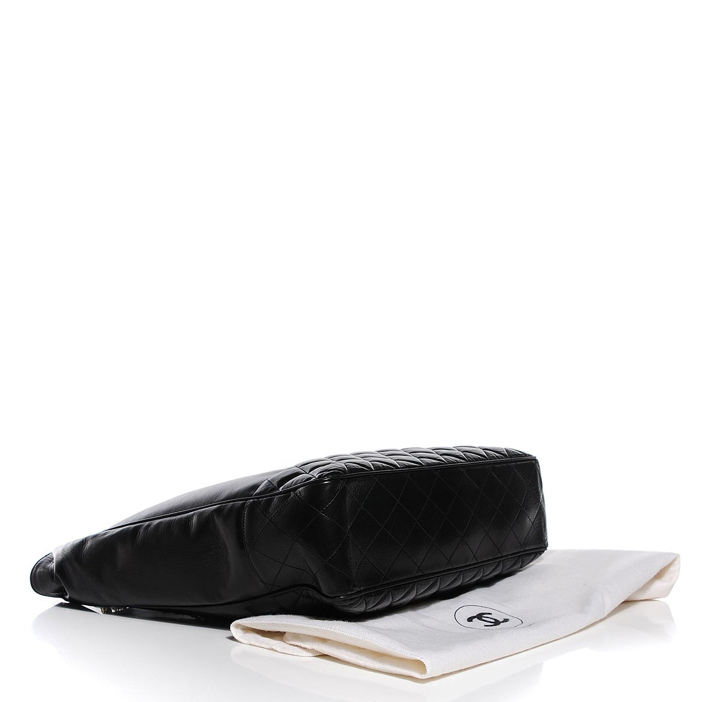 Lambskin Quilted Large Shoulder Bag Black