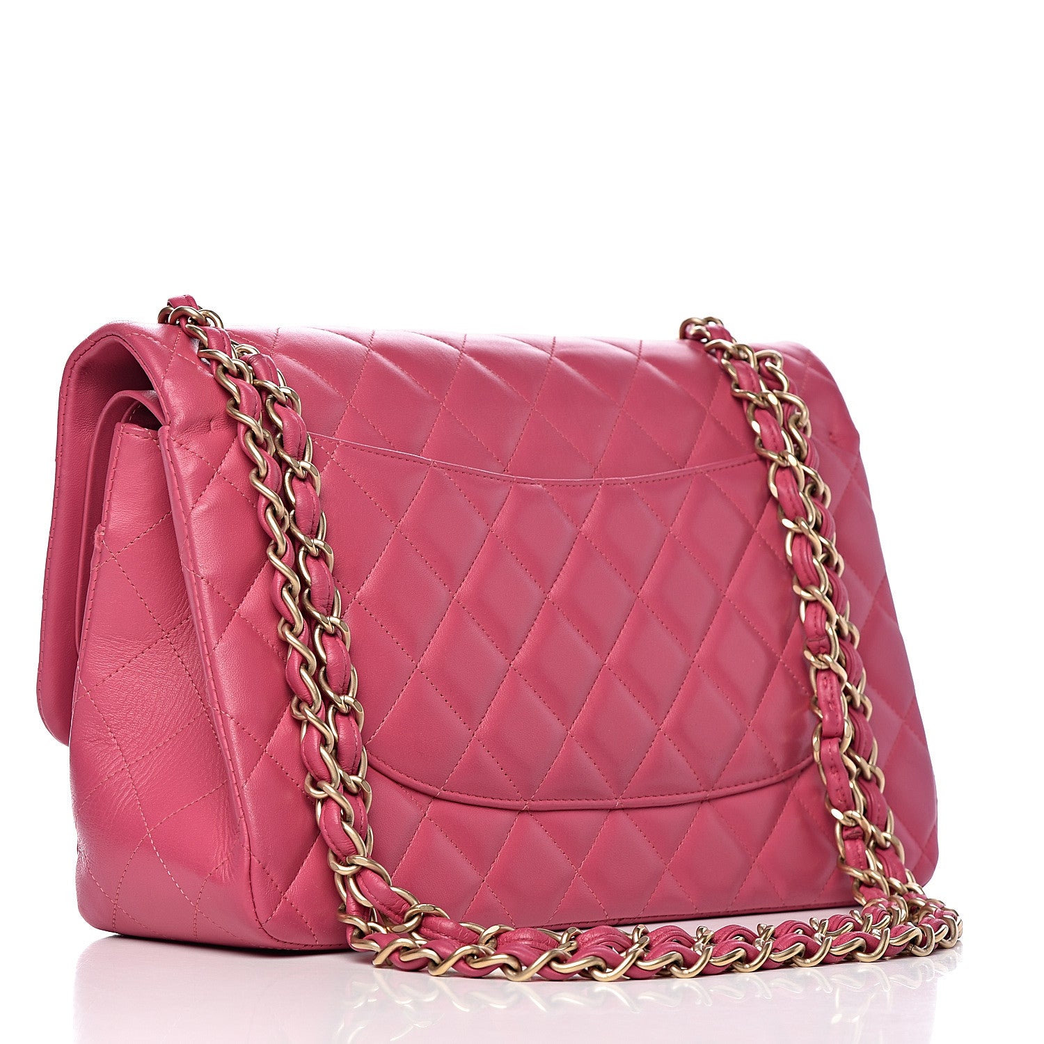 Chanel Lambskin Quilted Jumbo Double Flap Dark Pink 3 of 14