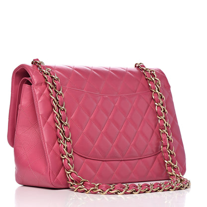 Chanel Lambskin Quilted Jumbo Double Flap Dark Pink 3 of 14