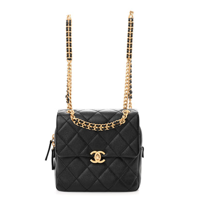 Chanel Shiny Caviar Quilted Chain Melody Backpack Black 1 of 11