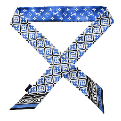 Louis Vuitton Silk Monogram Flower Tile BB Bandeau Blue 1 of 3