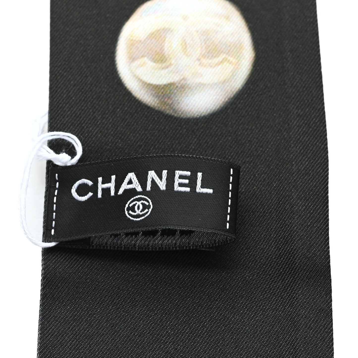 Silk Pearl CC Slim Bandeau Scarf Dark Gray Ecru Anthracite