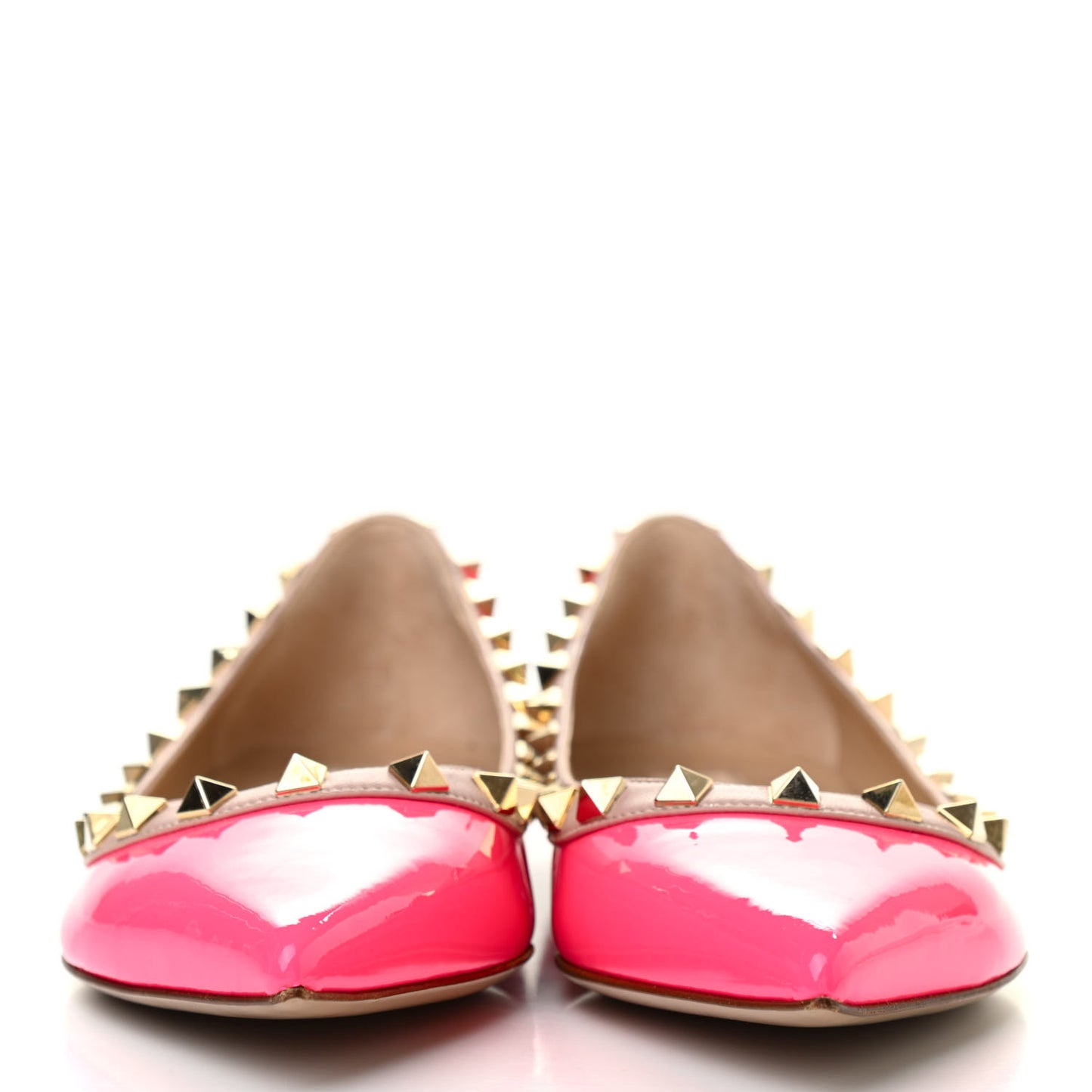Patent Nappa Rockstud Ballerina Flats 36.5 Fuxia Fluo Poudre