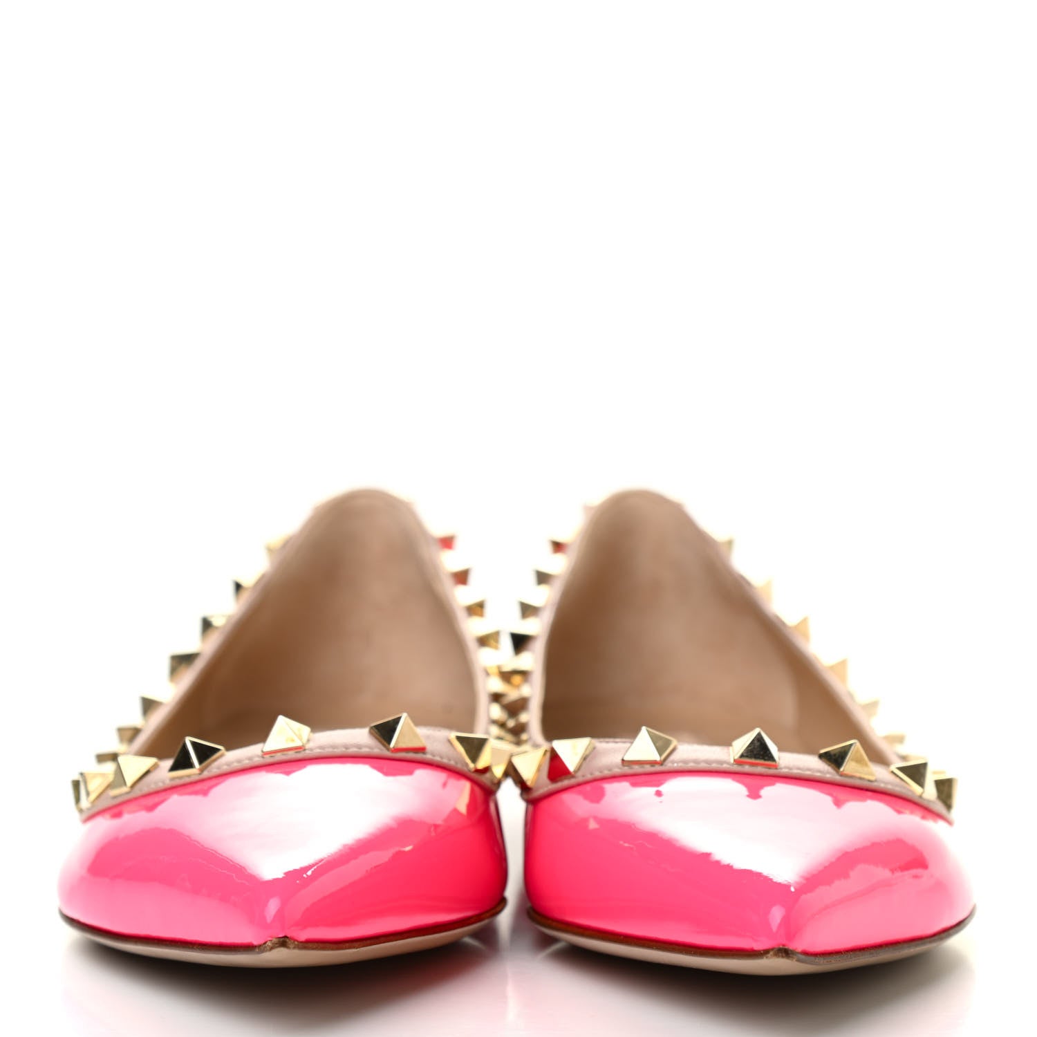 Valentino Garavani Patent Nappa Rockstud Ballerina Flats 36.5 Fuxia Fluo Poudre 2 of 7