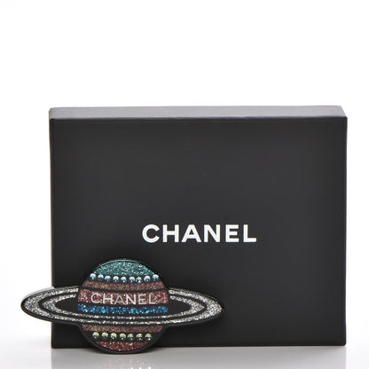 Chanel Glittered Resin Strass Planet Brooch Silver Blue Pink 5 of 5
