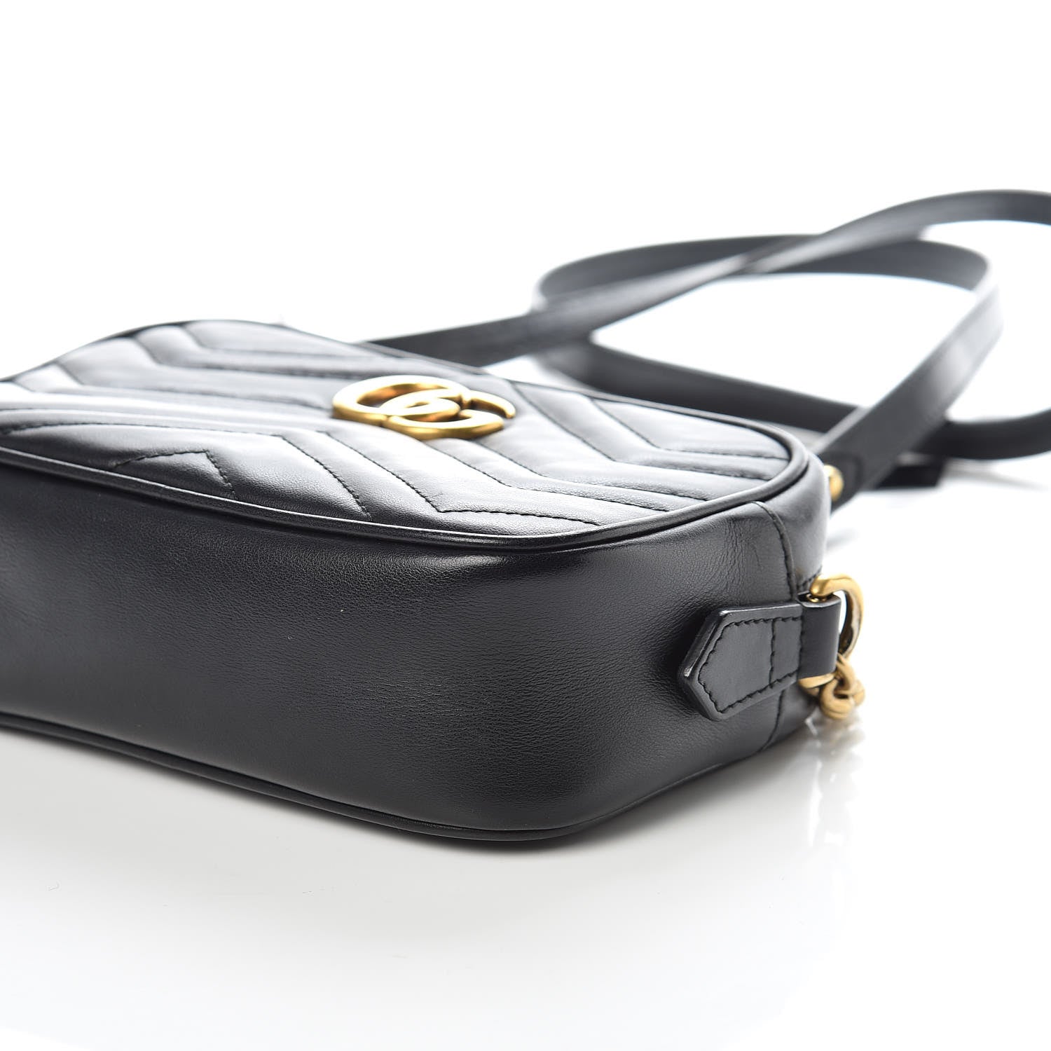 Gucci Calfskin Matelasse Mini GG Marmont Chain Shoulder Bag Black 9 of 9