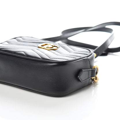 Gucci Calfskin Matelasse Mini GG Marmont Chain Shoulder Bag Black 9 of 9