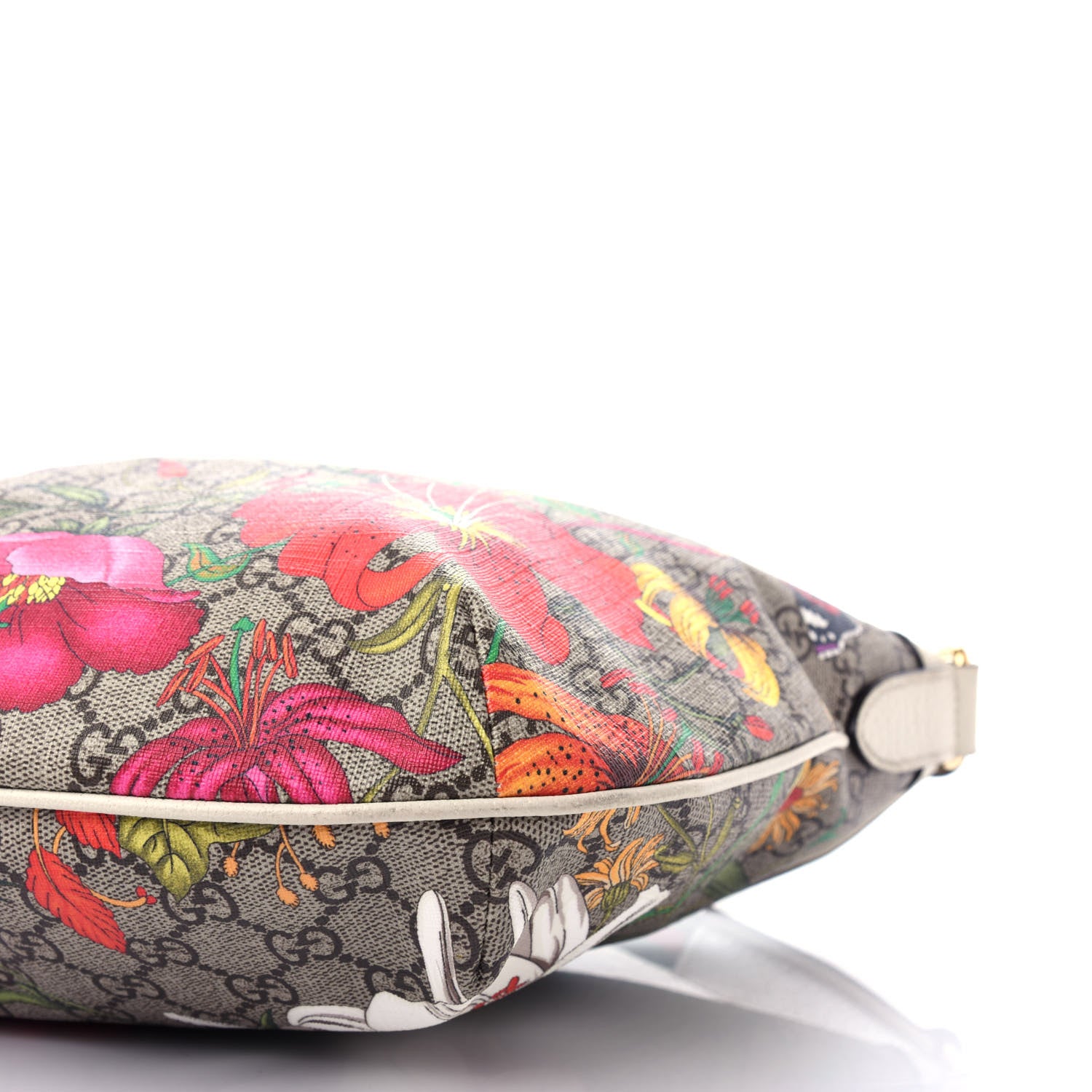 Gucci GG Supreme Monogram Flora Web Small Ophidia Half Moon Hobo White 9 of 11