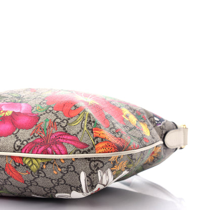 Gucci GG Supreme Monogram Flora Web Small Ophidia Half Moon Hobo White 9 of 11