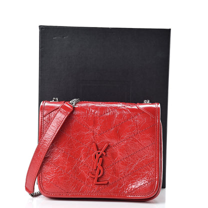 Saint Laurent Crinkled Calfskin Matelasse Monogram Niki Chain Wallet Red 11 of 11