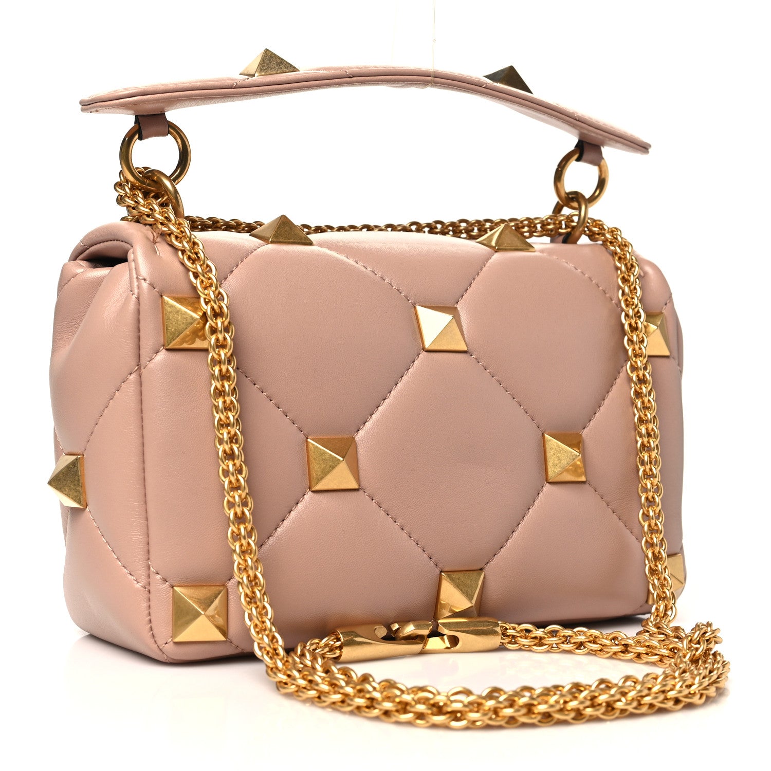 Valentino Garavani Nappa Medium Roman Stud Shoulder Bag Rose Cannelle 3 of 9