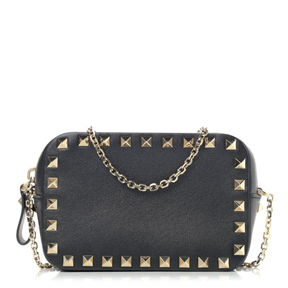 Valentino Garavani Calfskin Small Rockstud Chain Camera Crossbody Bag Black 1 of 8
