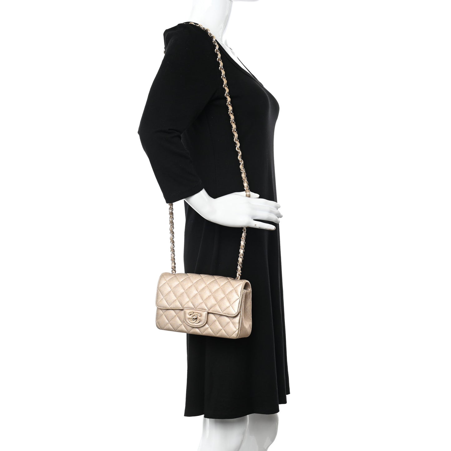 Metallic Lambskin Quilted Mini Rectangular Flap Gold