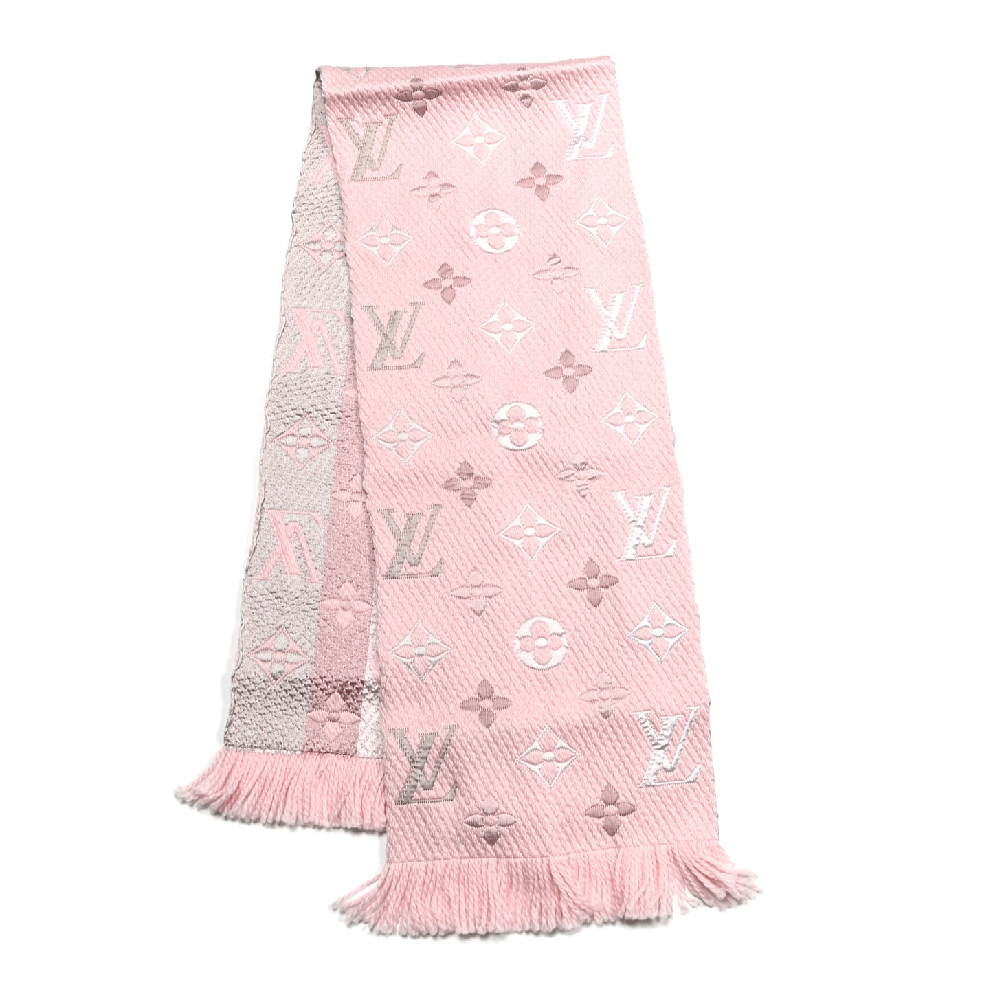 Wool Silk Logomania Rainbow Scarf Crystal Pink