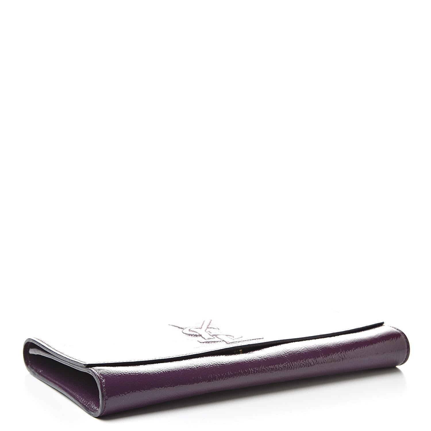 Saint Laurent Textured Patent Monogram Large Belle De Jour Clutch Purple 4 of 7