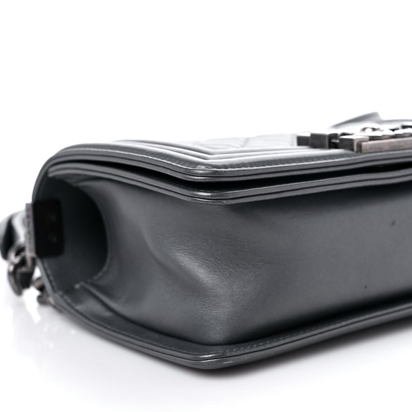 Lambskin Quilted Small Boy Flap Dark Grey