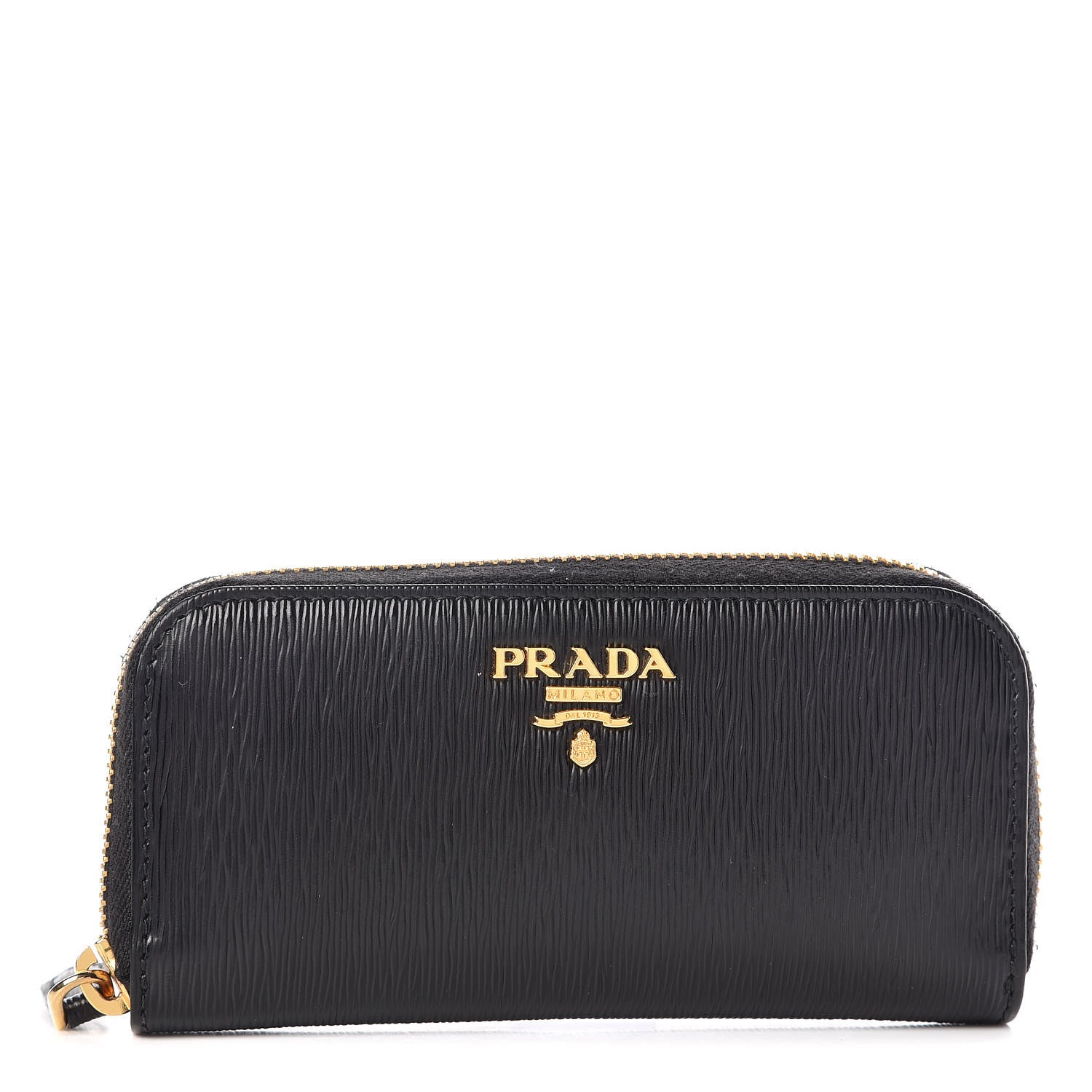 Prada Vitello Move Zip Around 6 Key Holder Black 1 of 13