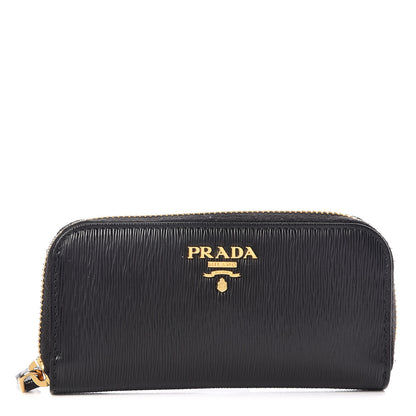 Prada Vitello Move Zip Around 6 Key Holder Black 1 of 13
