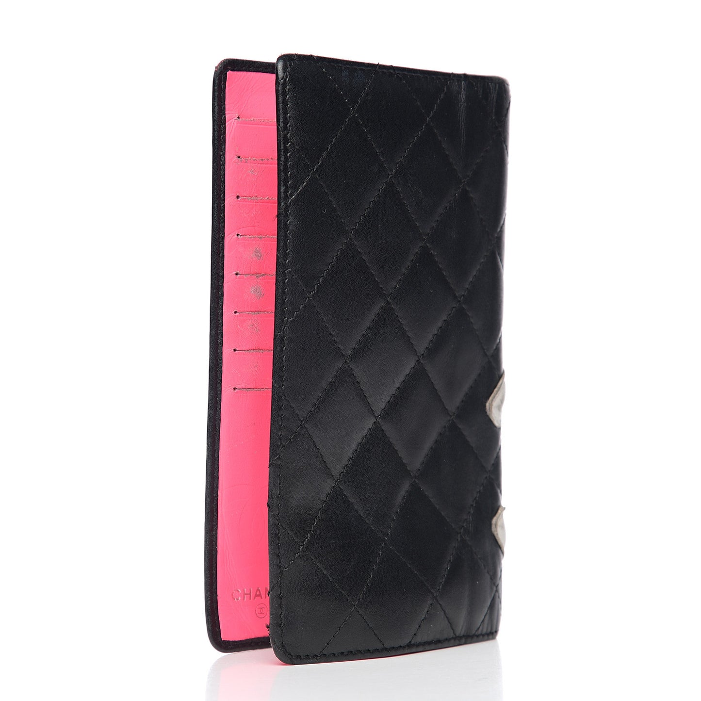 Calfskin Quilted Cambon Yen Wallet Black White