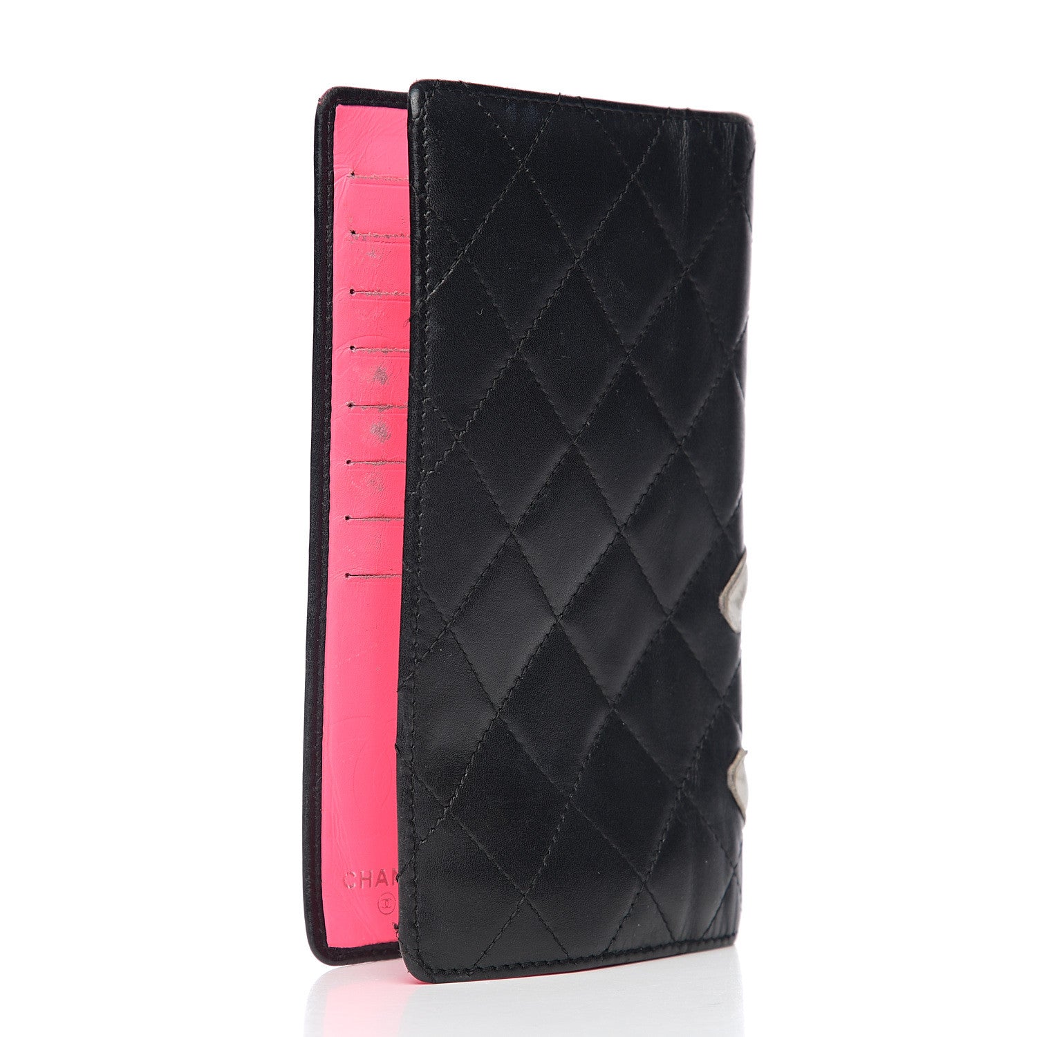 Chanel Calfskin Quilted Cambon Yen Wallet Black White 2 of 10
