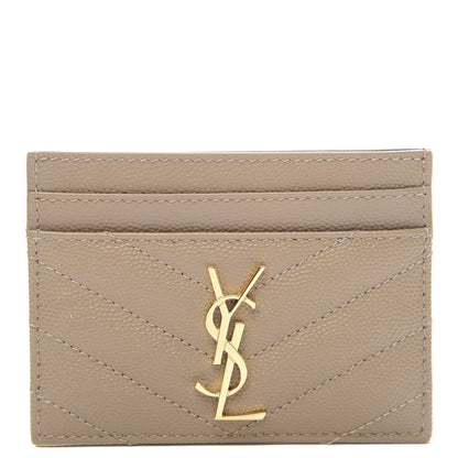 Saint Laurent Grain De Poudre Matelasse Chevron Monogram Credit Card Case Cork 1 of 7