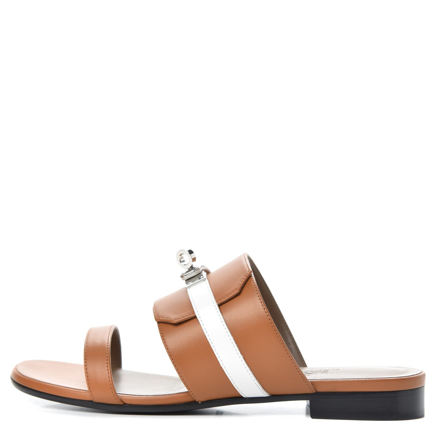 Calfskin Avenue Sandals 37.5 Gold White