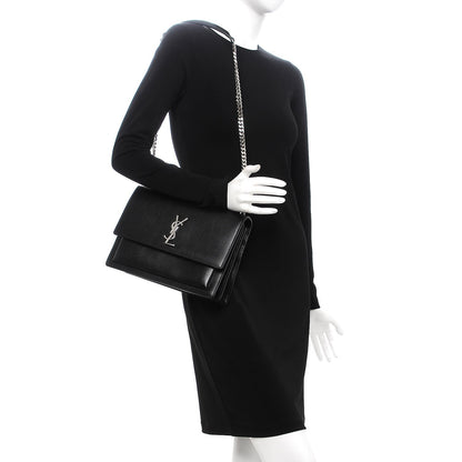Saint Laurent Calfskin Large Monogram Sunset Black 2 of 7