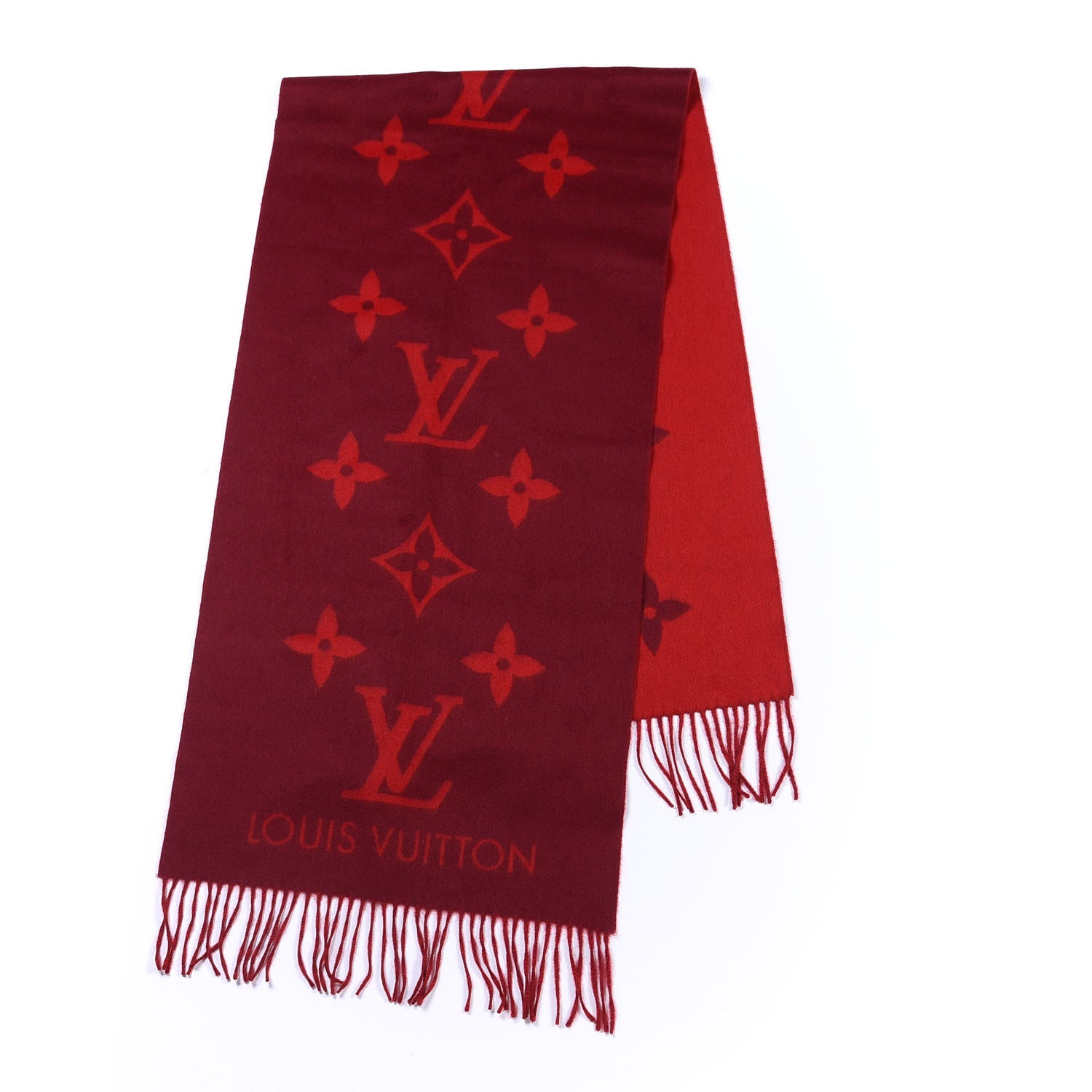 Louis Vuitton Cashmere Monogram Reykjavik Scarf Cherry 1 of 4