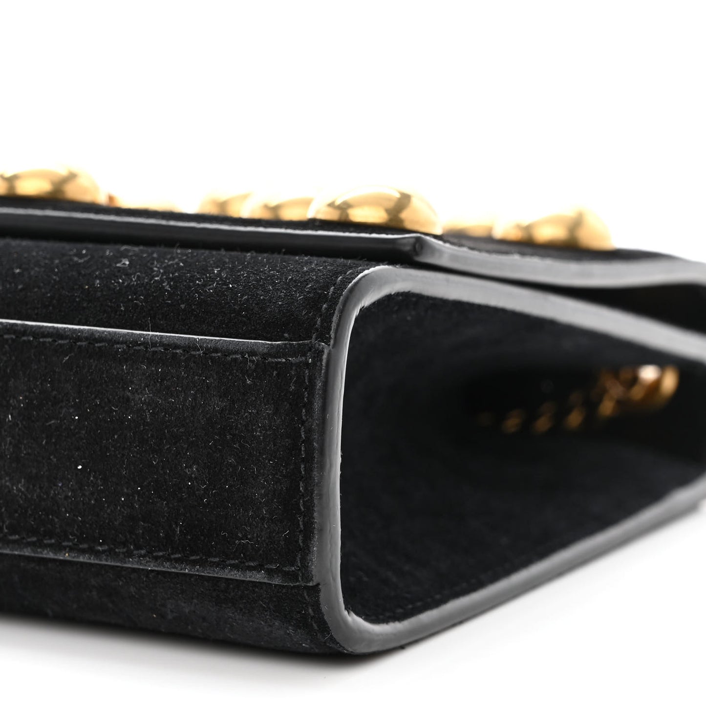 Suede Studded Medium Classic Monogram Kate Satchel Black