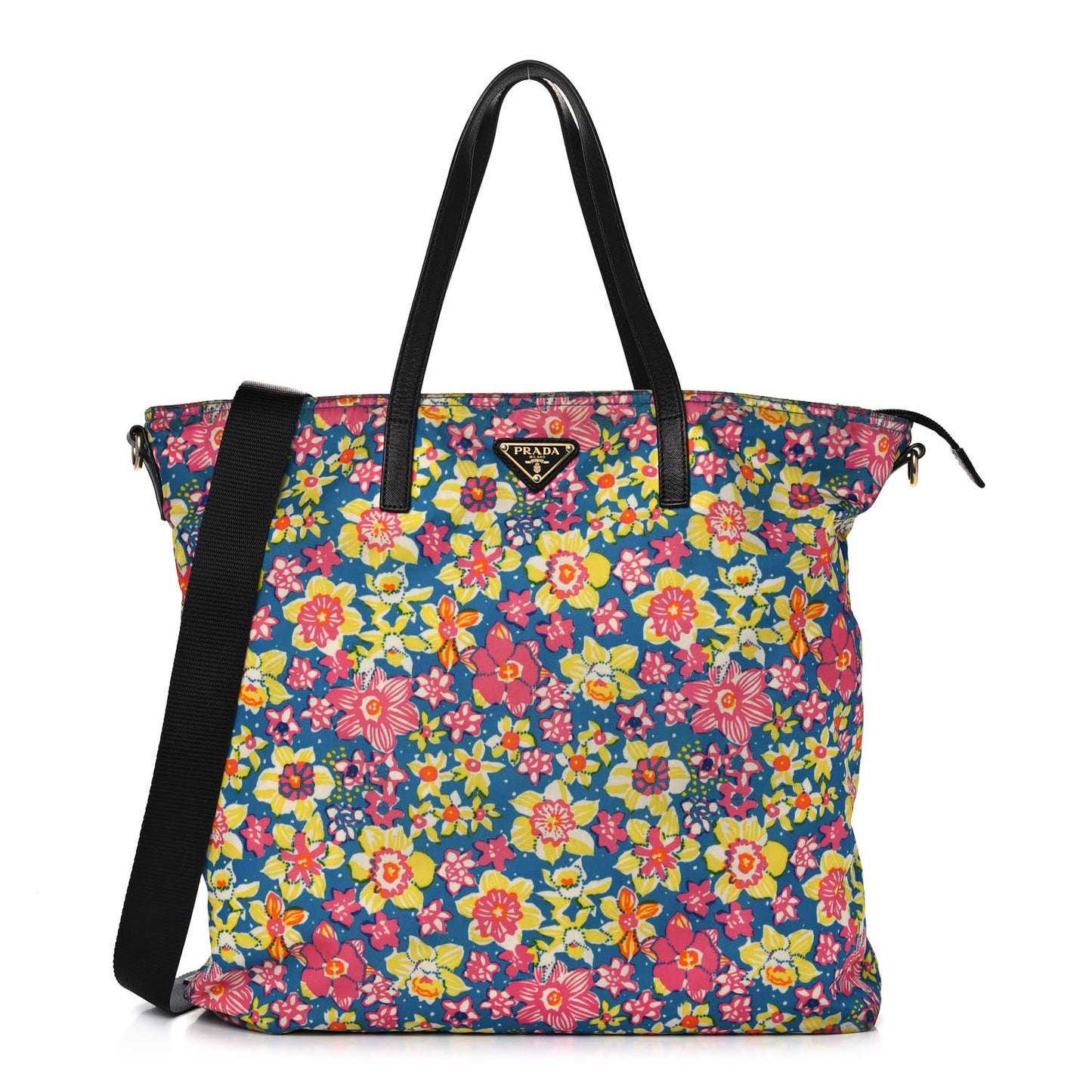 Tessuto Nylon Saffiano Floral Print Tote Multicolor