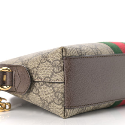 Gucci GG Supreme Monogram Textured Dollar Calfskin Web Small Ophidia Dome Shoulder Bag Beige Ebony New Acero 9 of 16