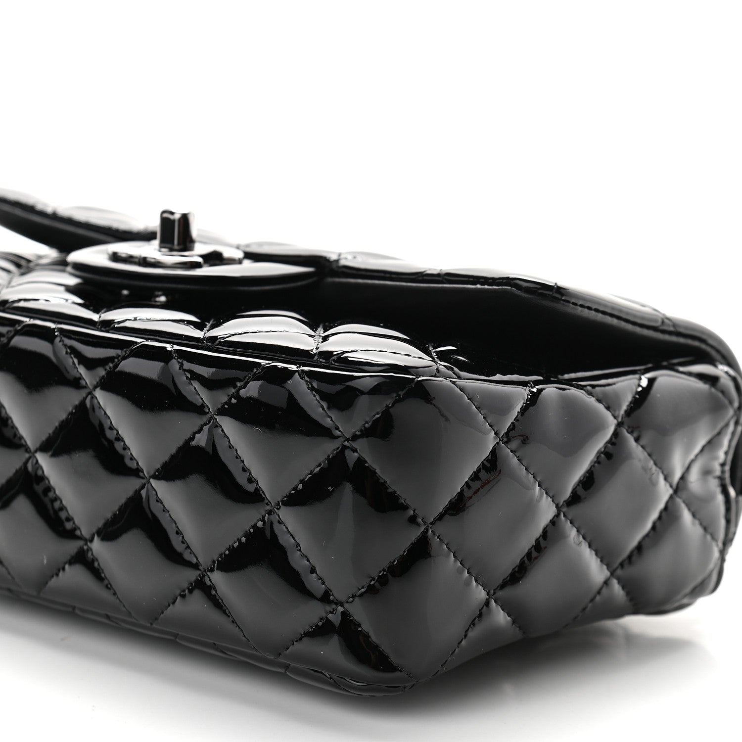 Chanel Patent Calfskin Quilted Mini Rectangular Flap Black 8 of 8