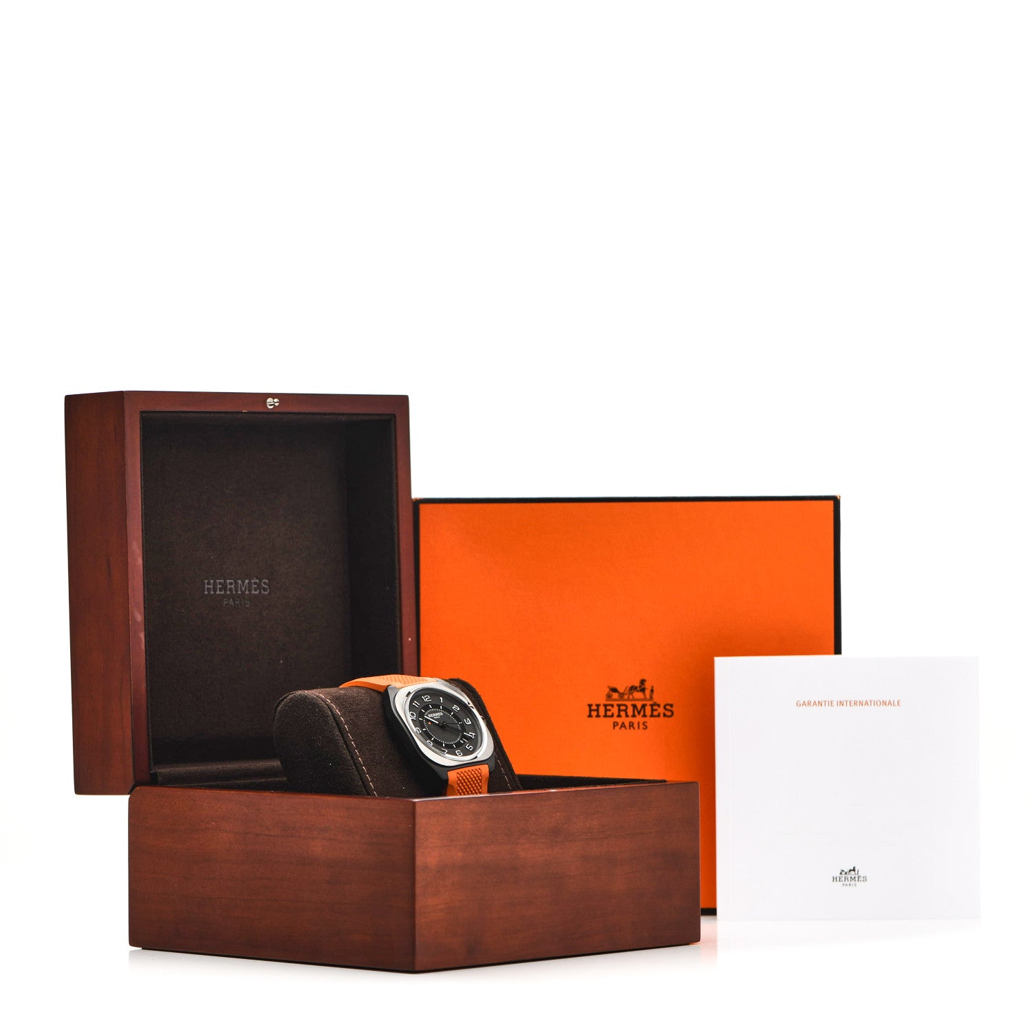 Hermes DLC Coated Titanium Rubber 39mm H08 Automatic Watch Orange 5 of 5