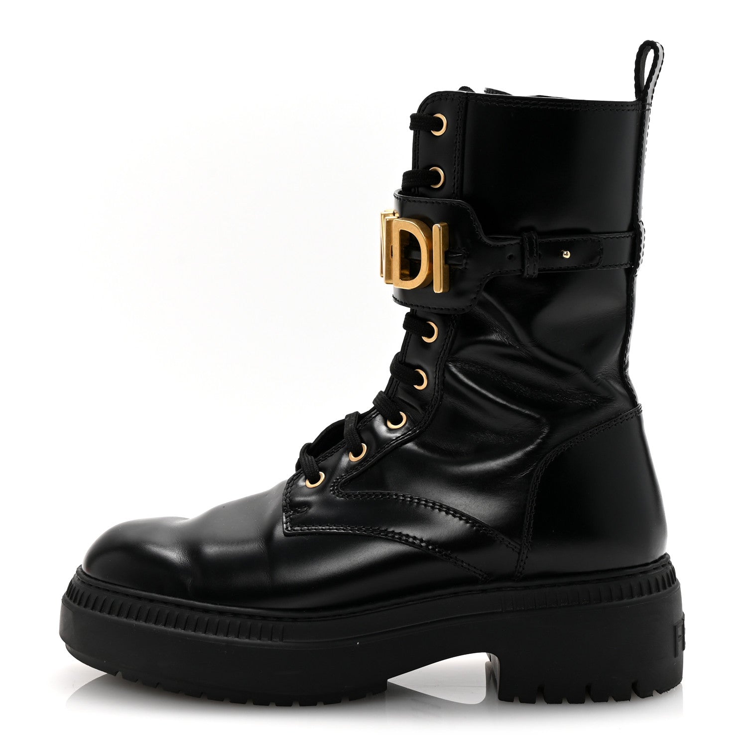 Fendi Vitello Abrasivato Fendigraphy 50mm Biker Boots 39.5 Black 1 of 8