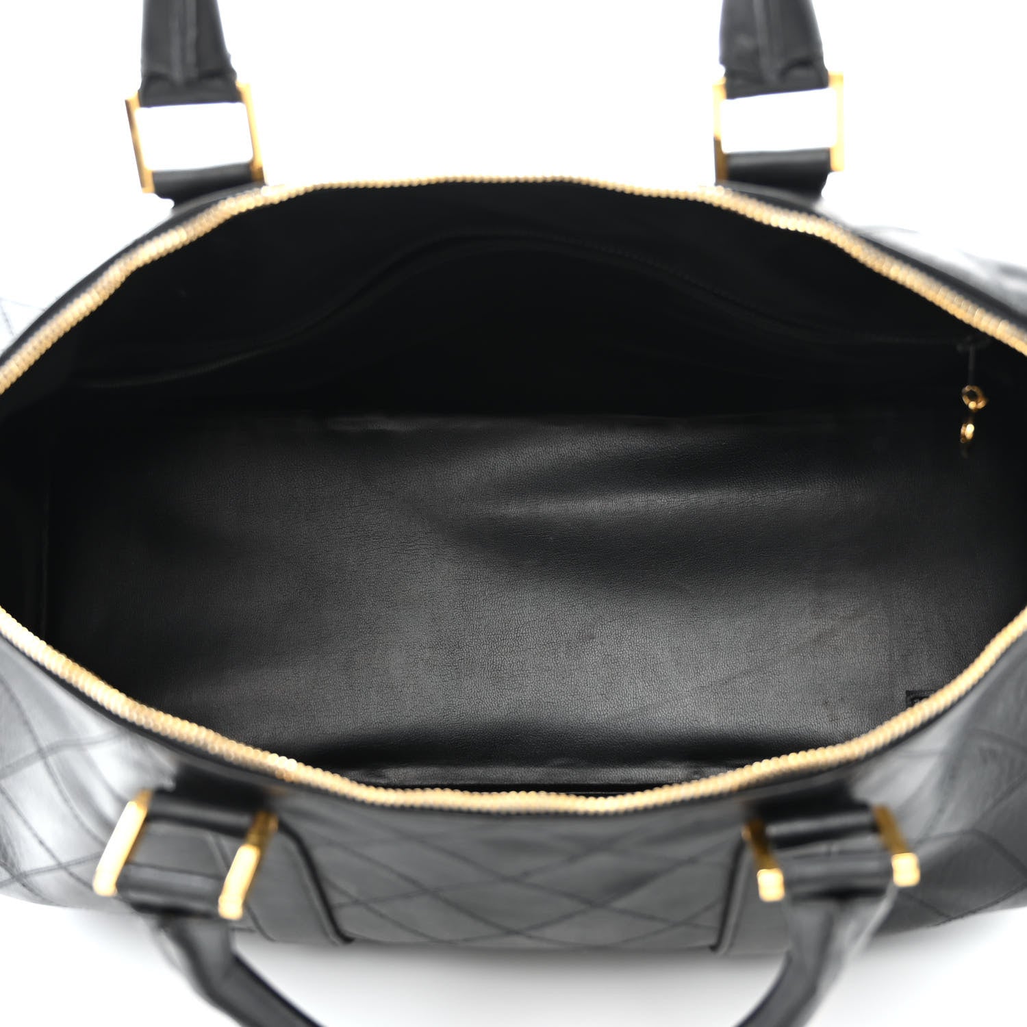 Chanel Calfskin Diamond Stitched Duffle Bag Black 5 of 11