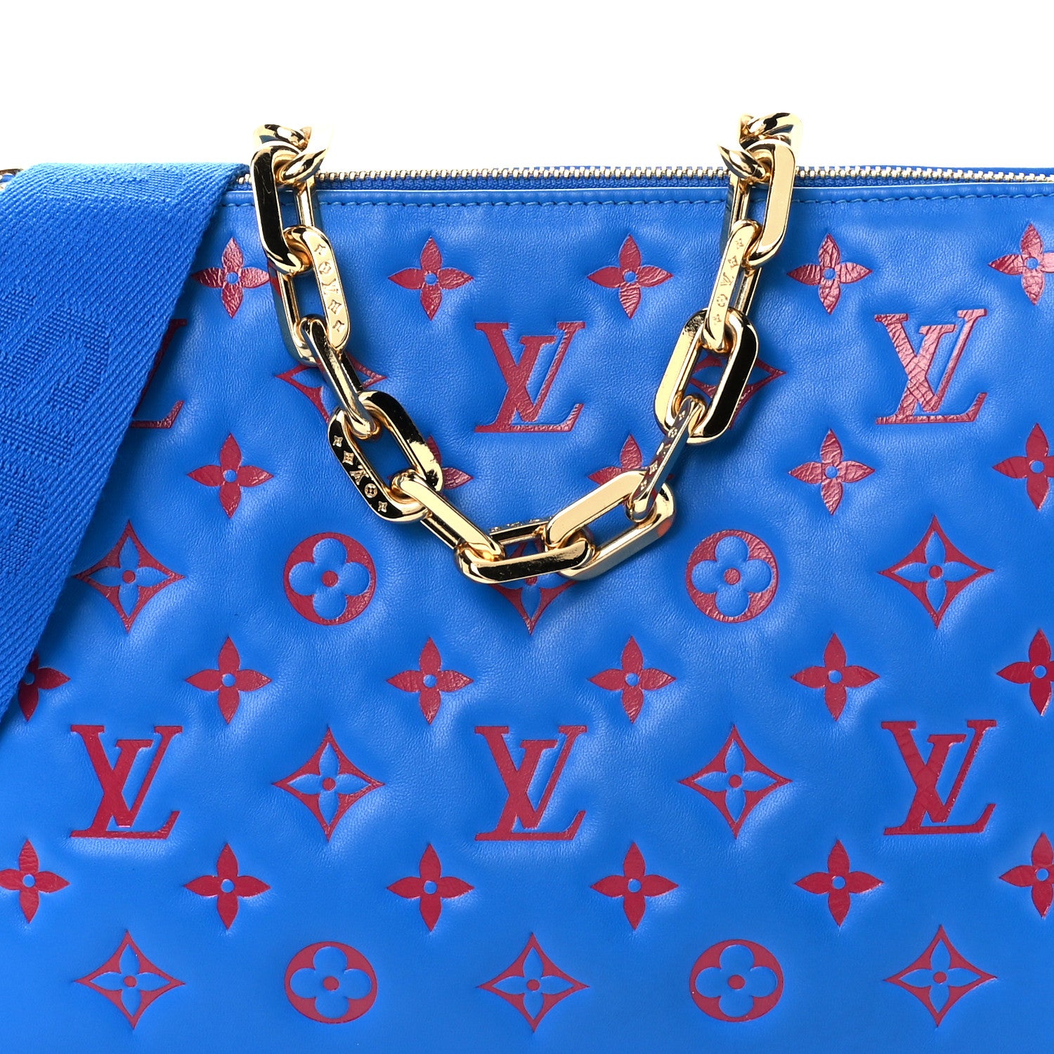 Louis Vuitton Lambskin Embossed Monogram Vuittamins Coussin PM Blue Red 7 of 10