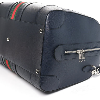 Gucci Textured Dollar Calfskin Web Large Savoy Duffle Bag Navy 9 of 9