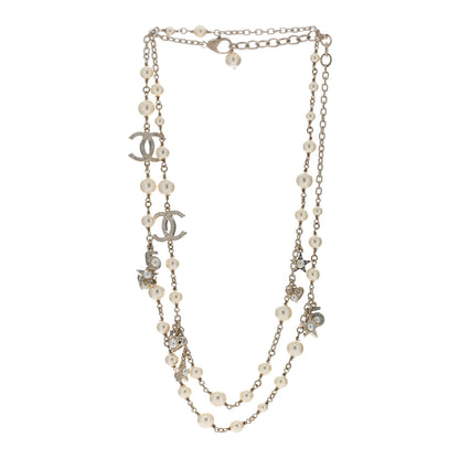 Chanel Crystal Pearl No 5 CC Long Necklace Light Gold 2 of 4
