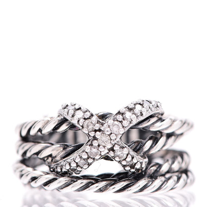David Yurman Sterling Silver Diamond 10mm X Crossover Ring 51 5.75 1 of 5
