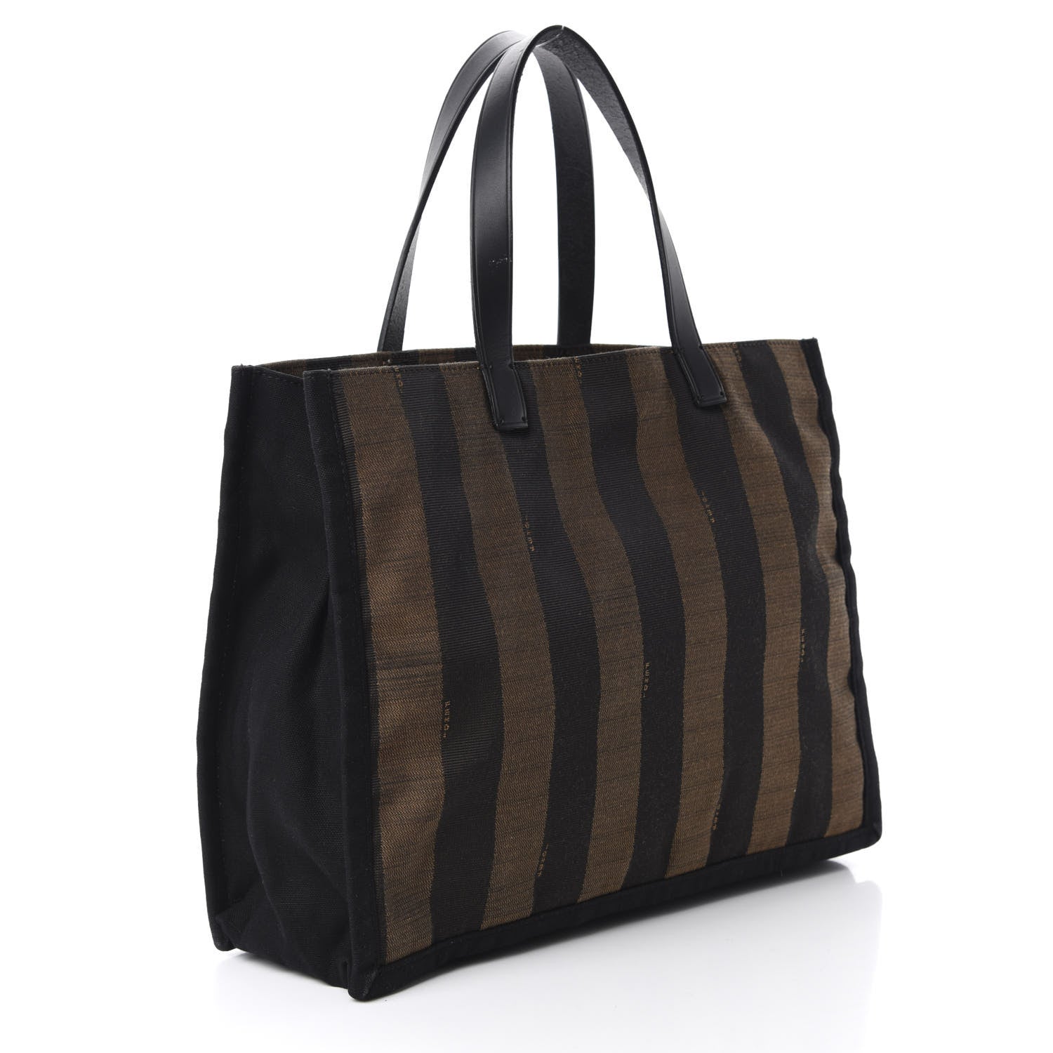 Fendi Pequin Small Shopping Tote Black Tobacco 3 of 11