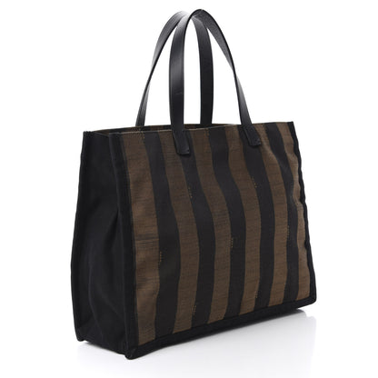 Fendi Pequin Small Shopping Tote Black Tobacco 3 of 11