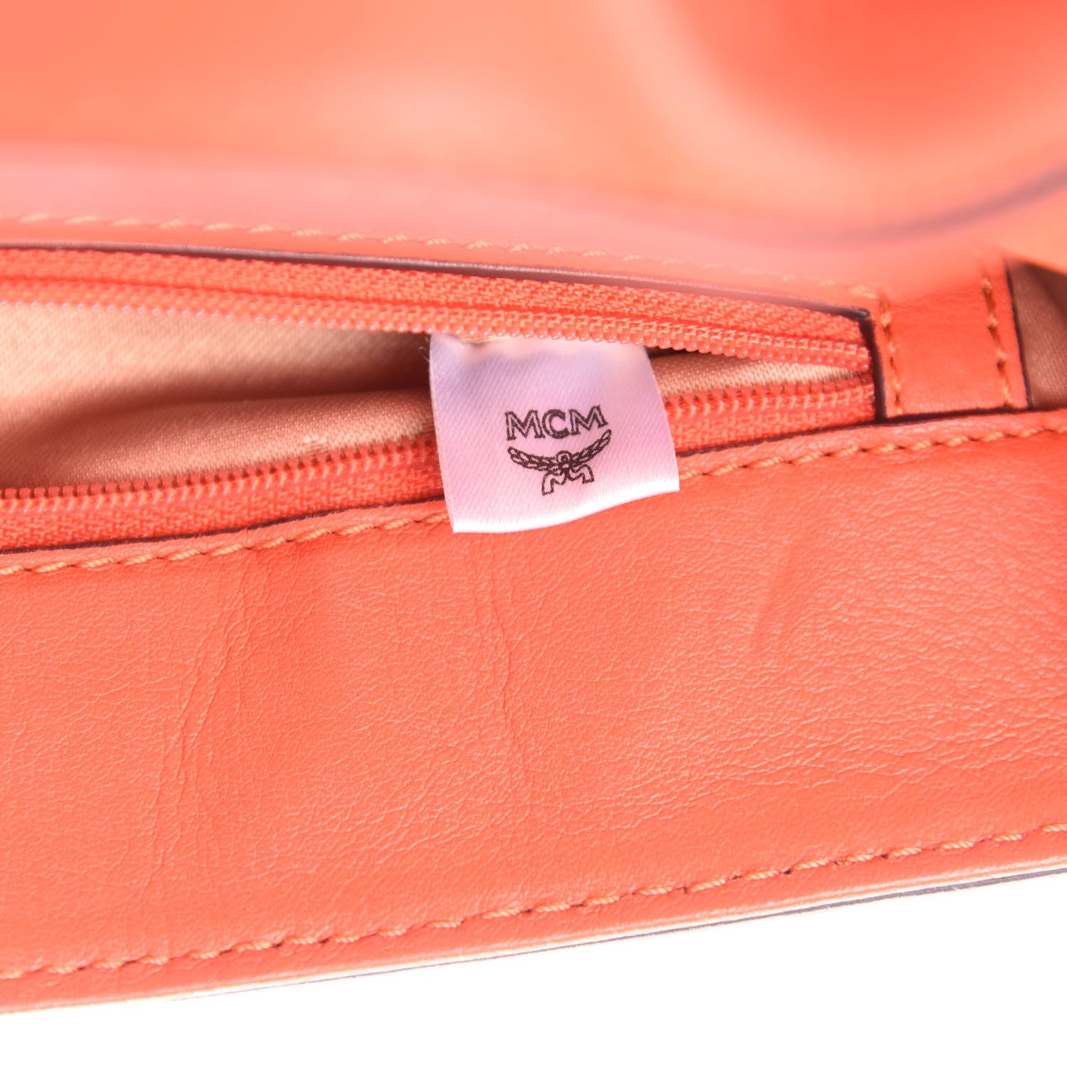 MCM Grained Calfskin Top Handle Satchel Orange 14 of 16