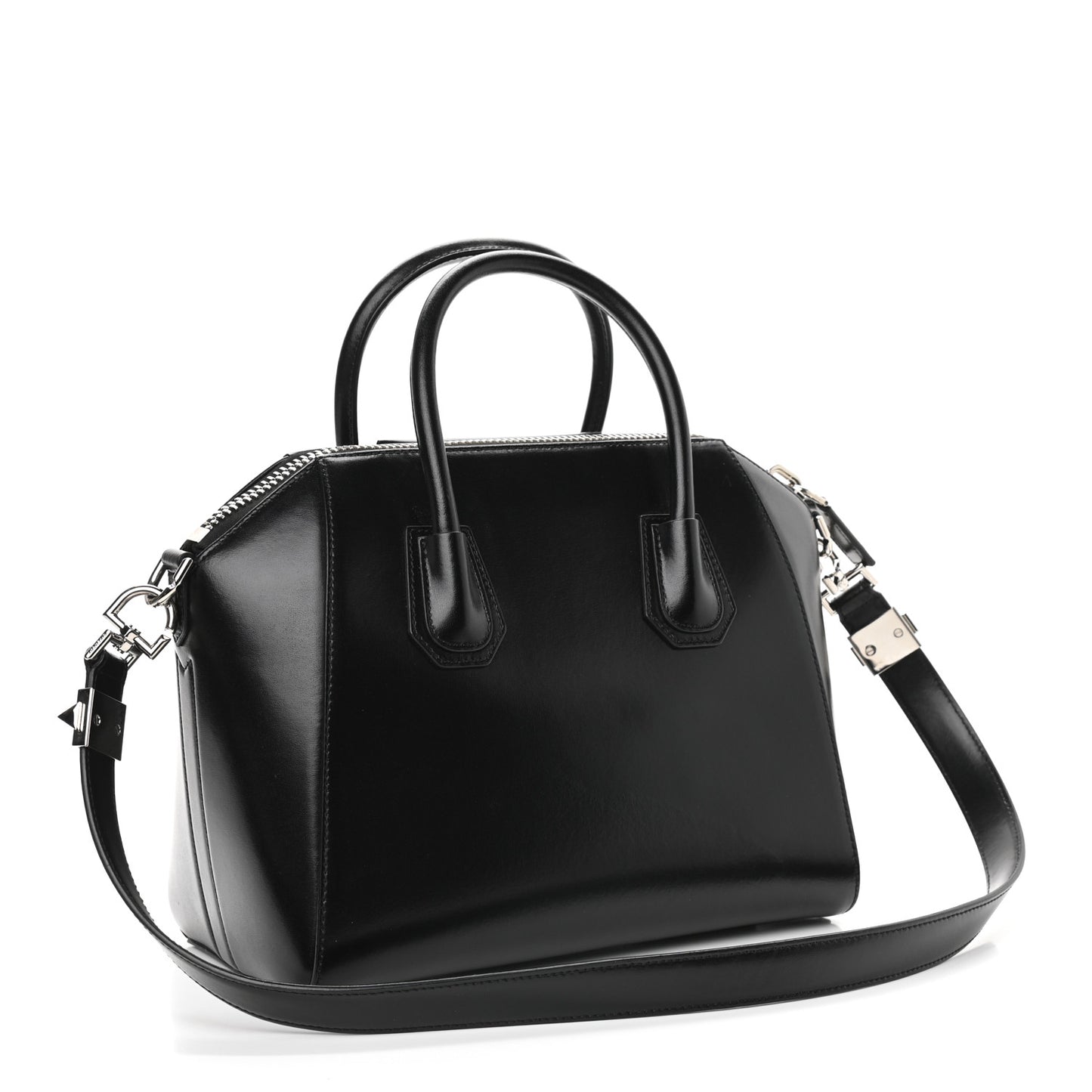 Shiny Lord Calfskin Small Antigona Black