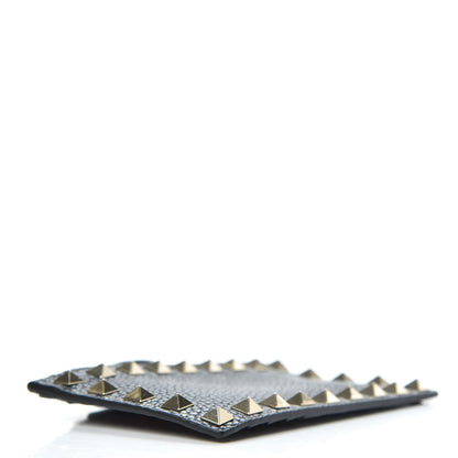 Valentino Garavani Pebbled Calfskin Rockstud Coin Case Card Holder Black 4 of 7