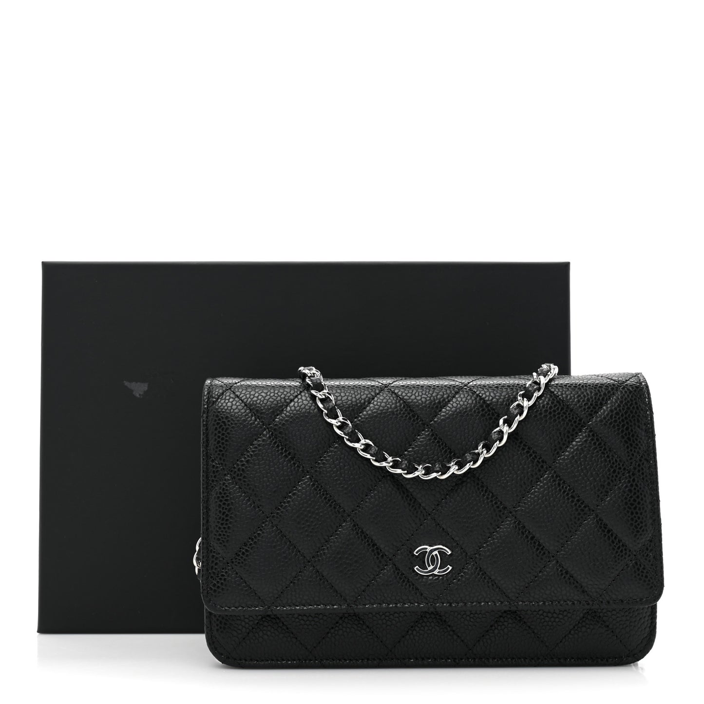 Caviar Quilted Wallet on Chain WOC Black