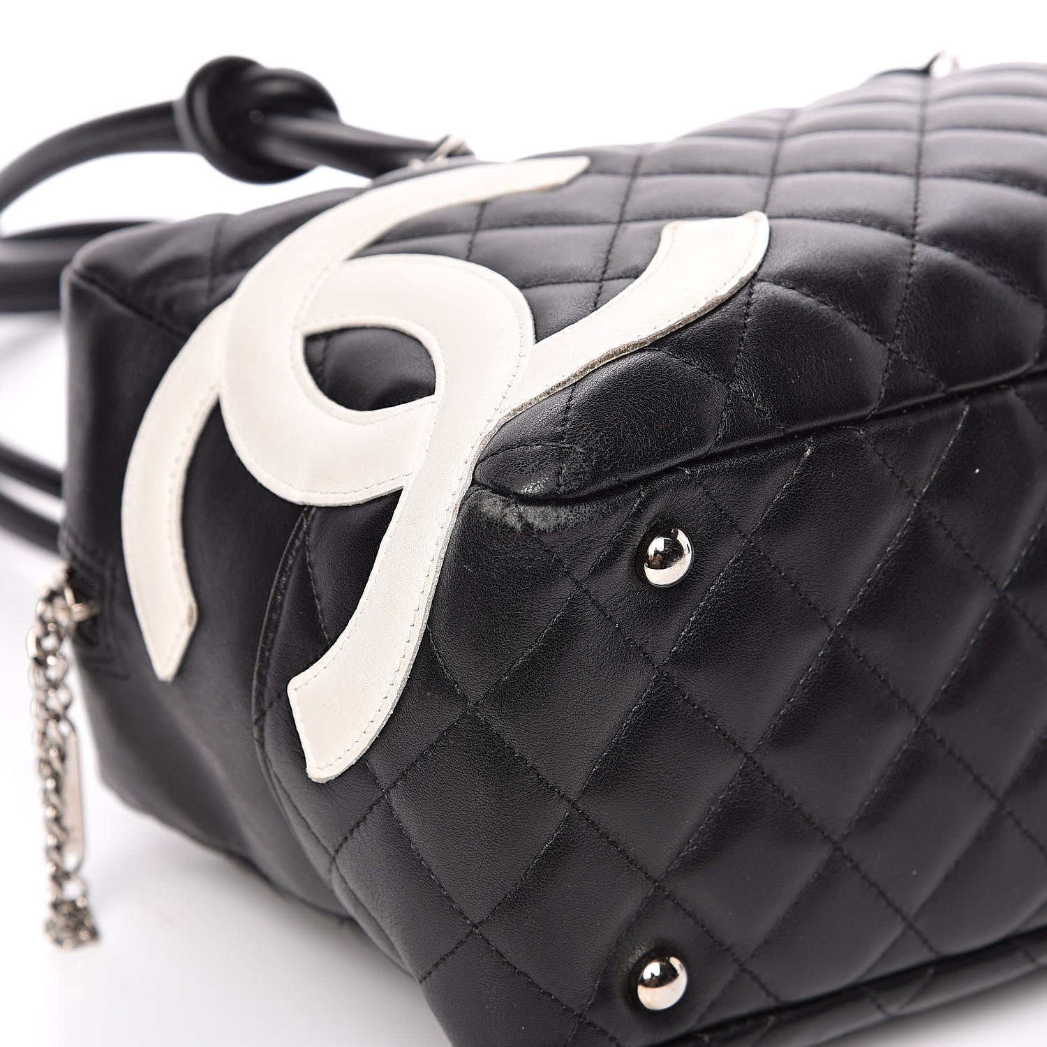 Chanel Calfskin Quilted Large Cambon Bowler Black White 9 of 13